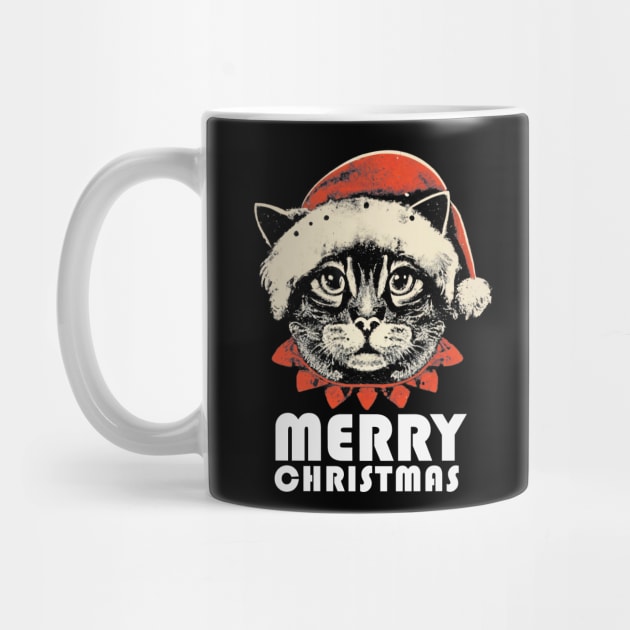 Funny Cat Santa Merry Christmas Vintage by fupi